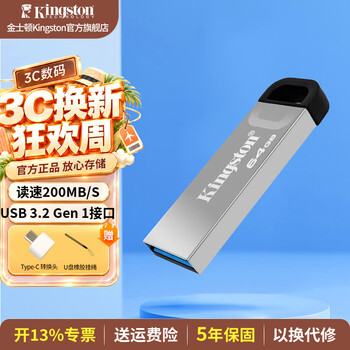 金士顿（Kingston） u盘 USB3.2/Gen1 DTKN 投标哨兵车载行车记录仪高速办公金属优盘大学生专用 DTKN/64GB【读速200MB/S】