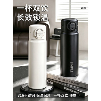 贝瑟斯316不锈钢保温杯男士2026新款女学生上学专用便携泡茶吸管水杯子