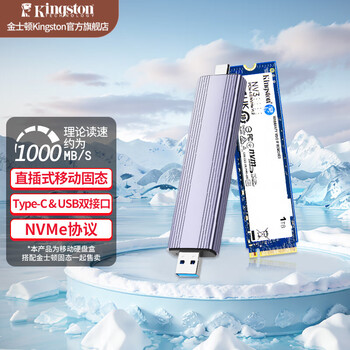 金士顿（Kingston）移动固态硬盘 type-c USB3.2双接口手机电脑两用高速传输大容量PSSD NV3/1TB+双接口移动硬盘