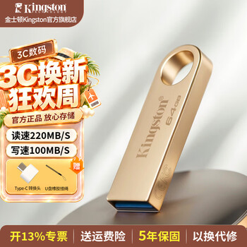 金士顿（Kingston）u盘 USB 3.2/Gen 1 DTSE9-G3办公哨兵车载行车记录仪投标高速金属优盘大学生专用 DTSE9G3/64GB【读220MB/s】