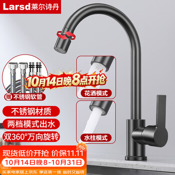 莱尔诗丹（Larsd）厨房水龙头双温冷热洗菜盆水龙头枪灰水槽龙头双模式出水 LD6105H