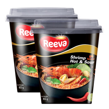 越南进口 阮婆婆（Reeva)  方便面速食面 酸辣虾味两吃面杯面（干拌/汤面） 65g*2杯