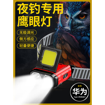 哈拿（TRE-Hana）头灯钓鱼专业感应帽夹灯强光超亮头戴式超长续航夜钓上饵灯 红色HN-T77Pro+感应头灯旗舰版