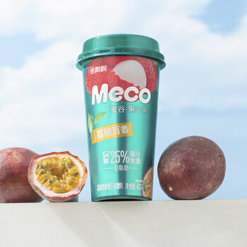 香飘飘meco蜜谷果汁茶即饮品茶饮料400ml*8 荔枝百香8杯1箱