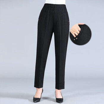 纤多茜高端轻奢中老年人女裤春装直筒长裤妈妈松紧腰裤子夏奶奶装春秋