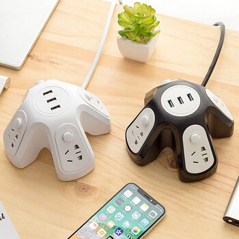 戴利普 分控插排usb智能充电插板带线插座多孔插线板长线5米接线板