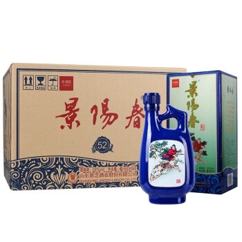 景芝 52度浓香型白酒 景阳春 如意 500ml*6瓶 整箱装 山东 绵柔粮食酒