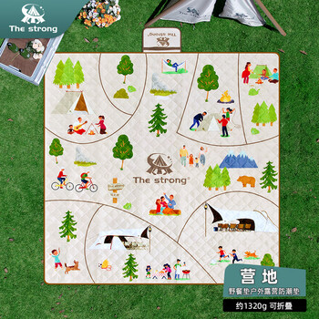 THE STRONG铝箔防潮野餐垫户外露营公园休闲便携折叠坐垫 营地200*200cm（边长） 加大加厚