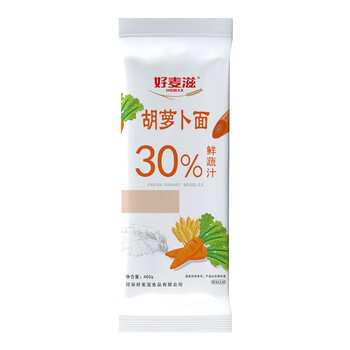 好麦滋 胡萝卜面 儿童面条 挂面 彩色蔬菜面 400g