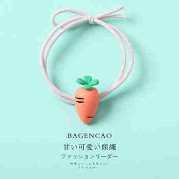 芭根草（bagencao）小恐龙发绳卡通发圈网红女绳个性可爱橡皮筋扎头发皮套儿童头饰品 胡萝卜款浅橙色 #0