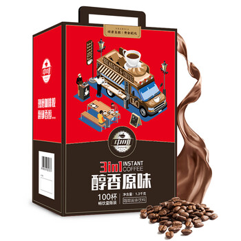 中啡（ZHONGFEI）原味特浓3合1速溶咖啡100条1300克