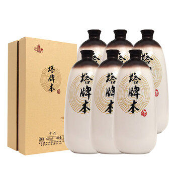 塔牌 绍兴黄酒 本酒 手工半干型黄酒 花雕酒 1L*6瓶 整箱装