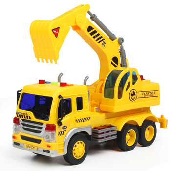 儿童仿真玩具模型车大号吊车翻斗车搅拌车挖掘机会唱歌会讲故事的音乐惯性工程车玩具 男孩玩具礼物