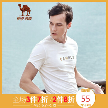 骆驼（CAMEL） 短袖 男士T恤 X9B274135白色 