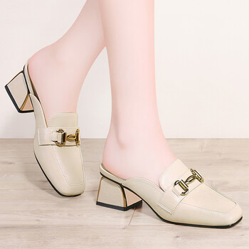 厚底半拖鞋女士外穿网布秋夏天韩版学生时尚休闲内增高早秋凉拖鞋女装