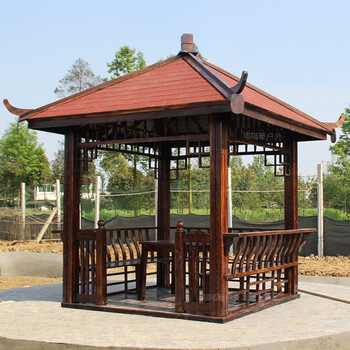 公园景区实木凉亭木屋庭院 户外仿古木亭子 三层防水六角亭 11cm柱子