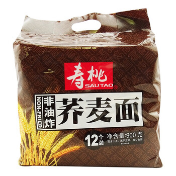 寿桃牌 荞麦面 900g袋装 12个装 非油炸面 长寿面 煮食面