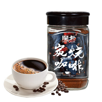 摩卡咖啡（MOCCA) 纯咖啡粉 炭烧口味 微焦略苦 无香精 黑咖啡瓶装 100G*1瓶