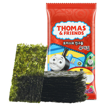 小火车Thomas 韩国进口  宝宝儿童零食海苔脆片  海味即食紫菜 葡萄籽油海苔 21g