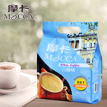 摩卡咖啡（MOCCA) 白咖啡口味 二合一速溶咖啡 香滑柔顺 0反式脂肪酸 无蔗糖添加 375g