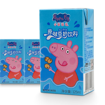 小猪佩奇Peppa Pig 原味香蕉味豆奶（口味随机发货) 植物蛋白饮料 125ml*4盒 儿童营养早餐奶（旺旺生产）