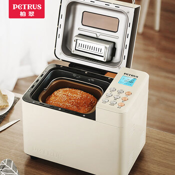 柏翠（petrus）烤面包机家用全自动智能 和面机 早餐机 揉面机 冰淇淋机 撒果料PE8860 米白色