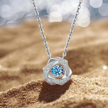 白金吊坠生日礼物送女友送老婆 尊贵铂金款-pt950-跳动的心项链(海蓝)