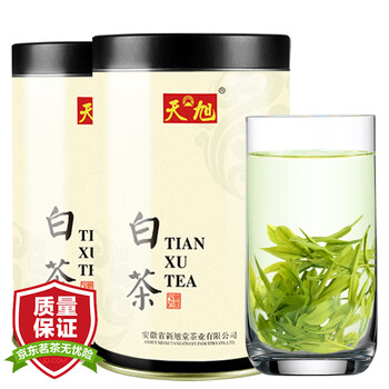 天旭安吉白茶250克 茶叶绿茶新茶 雨前特级茗茶白茶春茶罐装125g*2罐