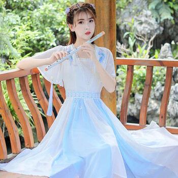 古装汉服女初中生初中高中学生改良少夏装汉元素日常国风连衣裙合唱