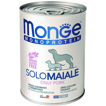 意大利进口 Monge 宠物狗粮 狗罐头 成犬湿粮 主食罐主粮 无谷肉食 猪肉 400g*3罐