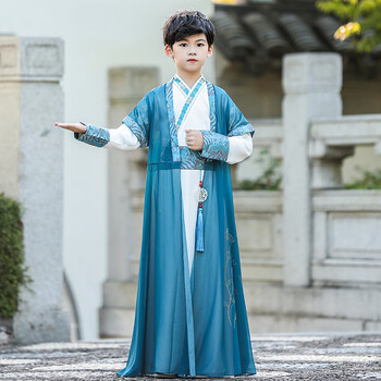 博珏男童唐装汉服春季男孩2023新款春装中国风儿童装古装国学服演出服