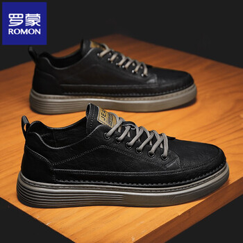 罗蒙(romon)男鞋夏季新品男士休闲鞋靴复古时尚潮流百搭休闲皮鞋男