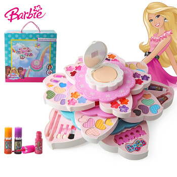 芭比 Barbie女孩玩具儿童化妆品指甲油口红工具化妆盒套装表演舞台生日儿童节礼物 花儿朵朵彩妆箱