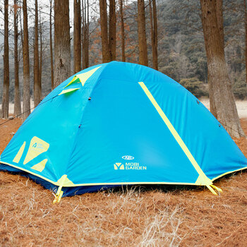 牧高笛 露营防风防雨通风透气三人铝杆帐篷 冷山3air升级版 NXZQU61010 天使蓝