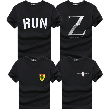 大码哥 短袖 男士T恤 黑RUN+黑Z+黑法拉利+黑火箭 XL，L，XXXL，XXL，加大，M