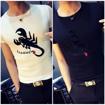 C2潮朝 短袖 男士T恤 kc两件装 蝎子白+蝎子黑 
