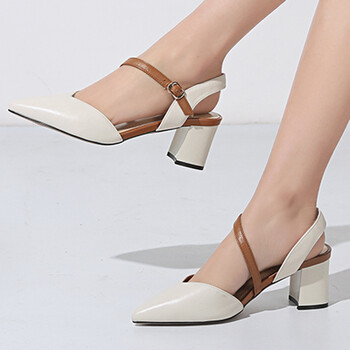 爱希仕真皮凉鞋女高跟细跟尖头女鞋子2018春夏新款鞋时尚气质优雅包跟