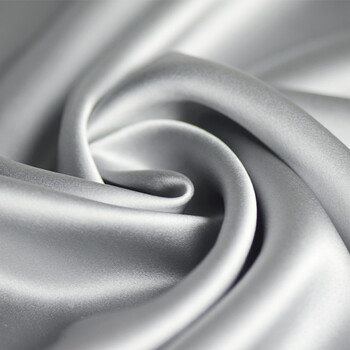 绣匠 苏绣真丝面料布料 桑蚕丝silk纯色素绉缎丝绸 宽幅114cm 银色