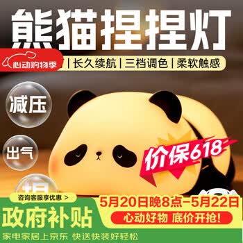 庄子然熊猫小夜灯床头智能氛围台灯硅胶捏捏乐拍拍灯520送女朋友礼物 【胖达语音款】一拍即亮+语音