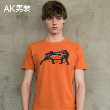 AKSERIES 短袖 男士T恤 暗橙色 S，XL，L，XXL，M，XXXL