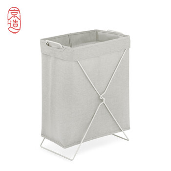 京造 可折叠脏衣篮脏衣篓 衣服收纳筐/洗衣篮/收纳筐/置物篮 灰色
