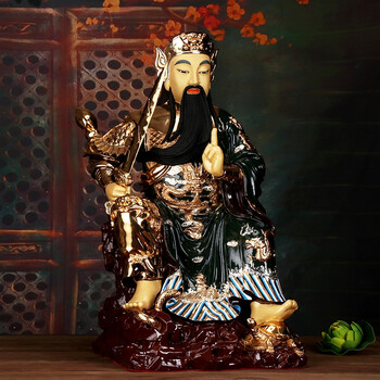 盛凡佛具玄天上帝神像真武大帝玄武大帝摆件北帝像汉白玉石雕武当山