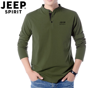 Jeep 长袖 男士T恤 军绿色 XL，L，XXXL，XXL，M