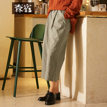 森宿 高腰 直筒裤 女 九分裤 休闲裤