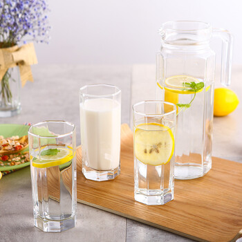 乐美雅（Luminarc）无铅玻璃1.1L冷水壶凉水果汁壶 茶水杯饮料杯 八角雪具樽 7件套