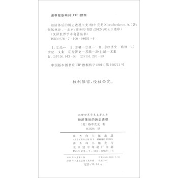 经济落后的历史透视/汉译世界学术名著丛书