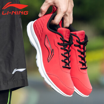 李宁（LI-NING）跑步鞋（皮面）公牛红/标准黑 