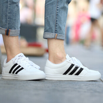 阿迪达斯（Adidas）板鞋BC0130/亮白/1号黑色- 京东