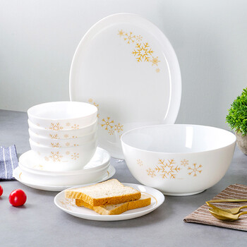 乐美雅（Luminarc） 无铅钢化玻璃瓷餐具套装 雪花餐具10件套 P3976 微波炉洗碗机适用