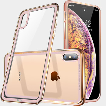 iphonexr男女电镀透明防摔超薄高档保护软边壳 苹果xs max【金色-6